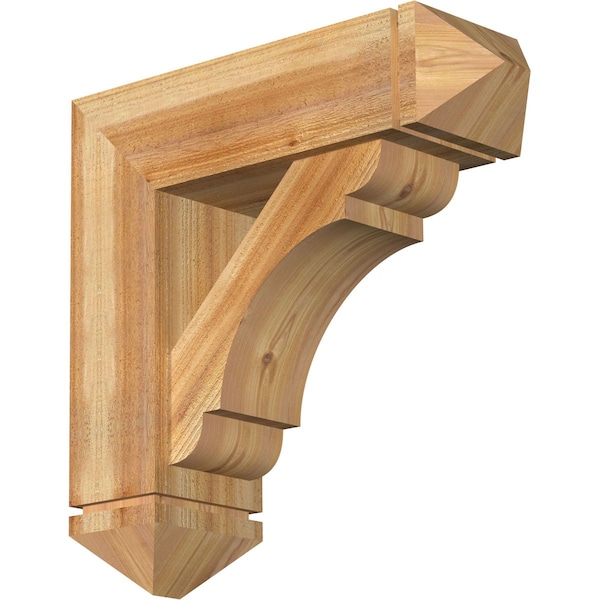 Ekena Millwork Olympic Arts and Crafts Rough Sawn Bracket w/ Offset Brace, Western Red Cedar, 8"W x 26"D x 26"H BKT0806X26X26OLY03RWR - main